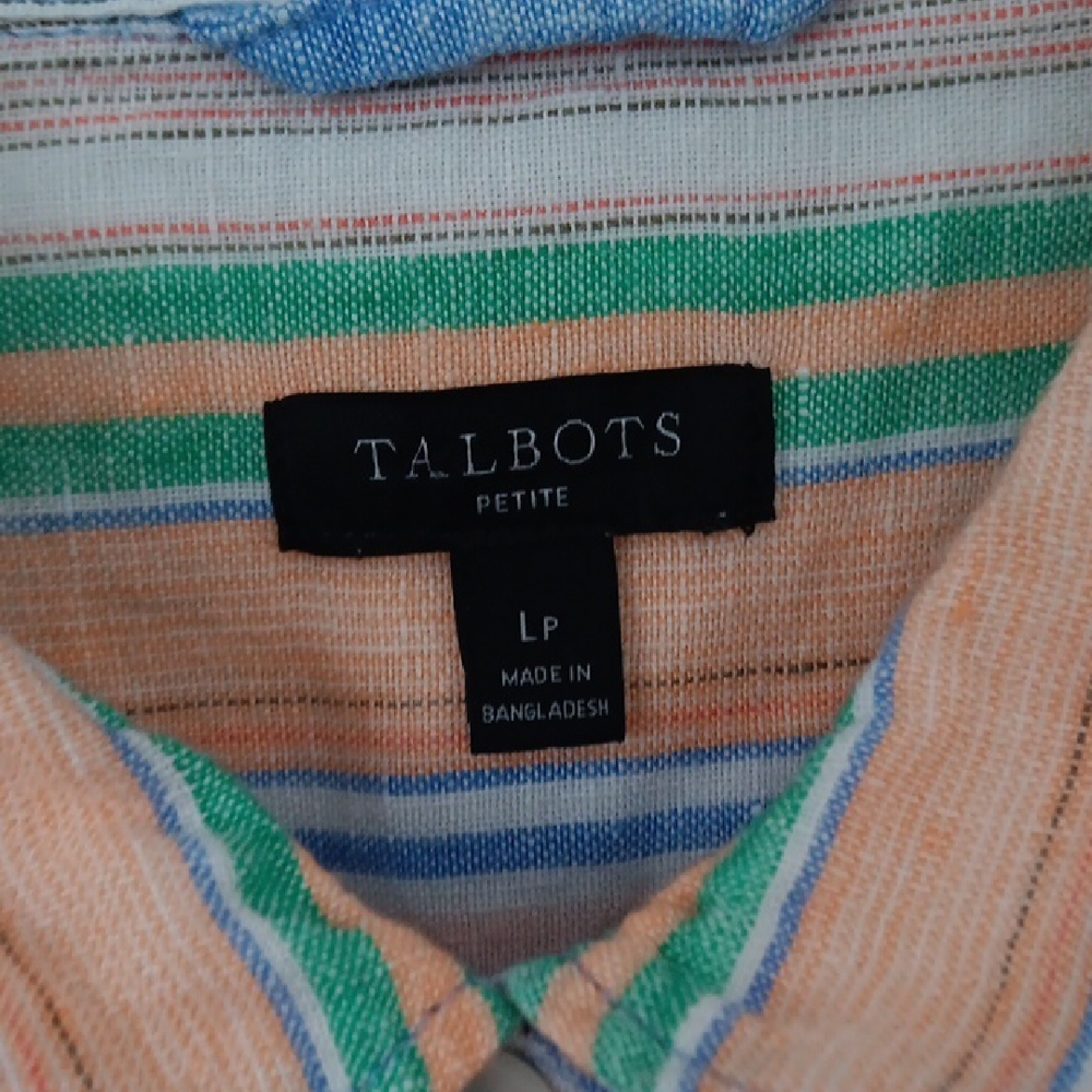 Talbots Striped Button-Front Tied Hem Top #3472 - Picture 4 of 11